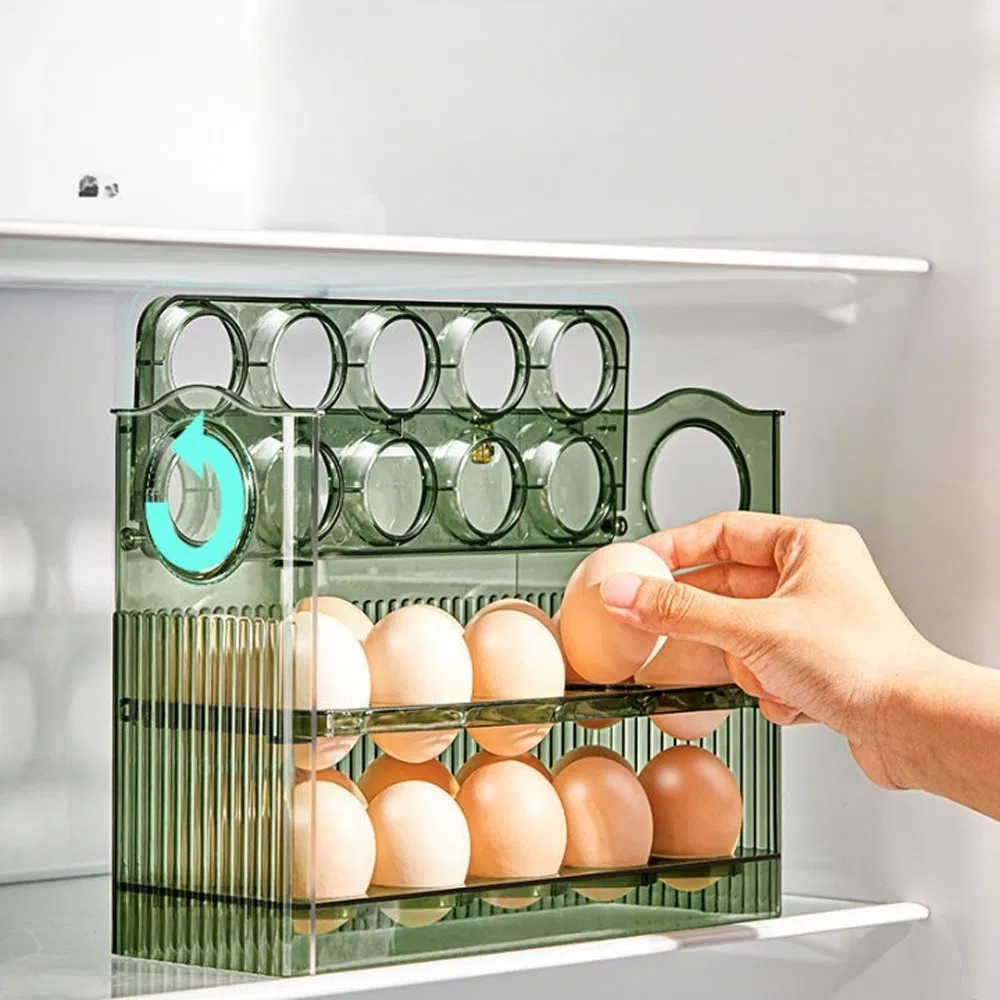 Auto-Rotating Egg Tray Freshness Tracker Kitchen Storage Egg Timer PRO Fridge Organizer