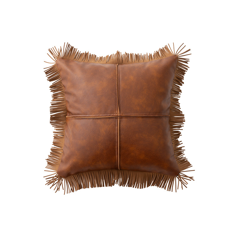 Cover Vintage Fashion Home Decor Oil Wax Leather Splicing Sofa Pillowcase
