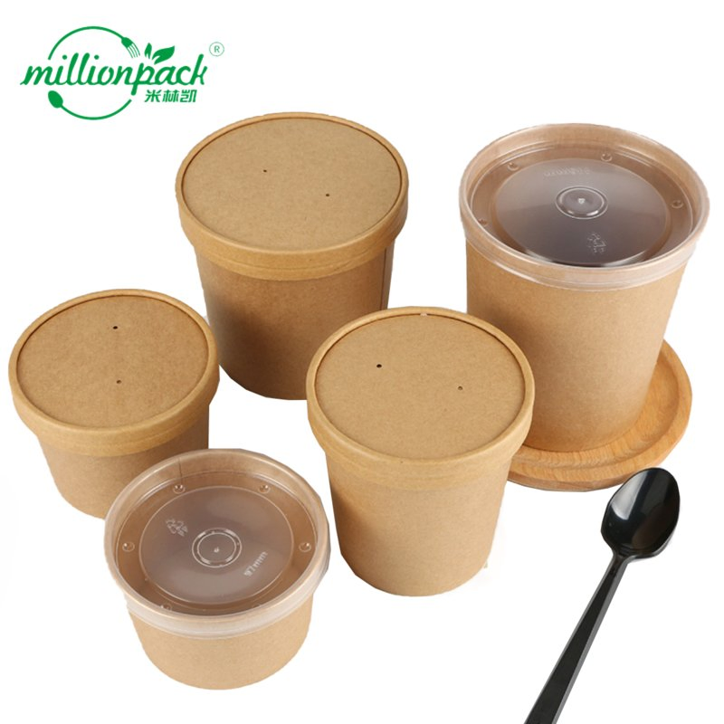 PE PLA High Satisfaction Kraft Paper Soup Bowl with Glossy Surface