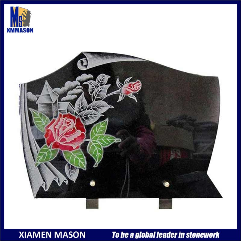 Wholesale Colorized Countryside Scenery Pattern Granite Cemetery Plaque