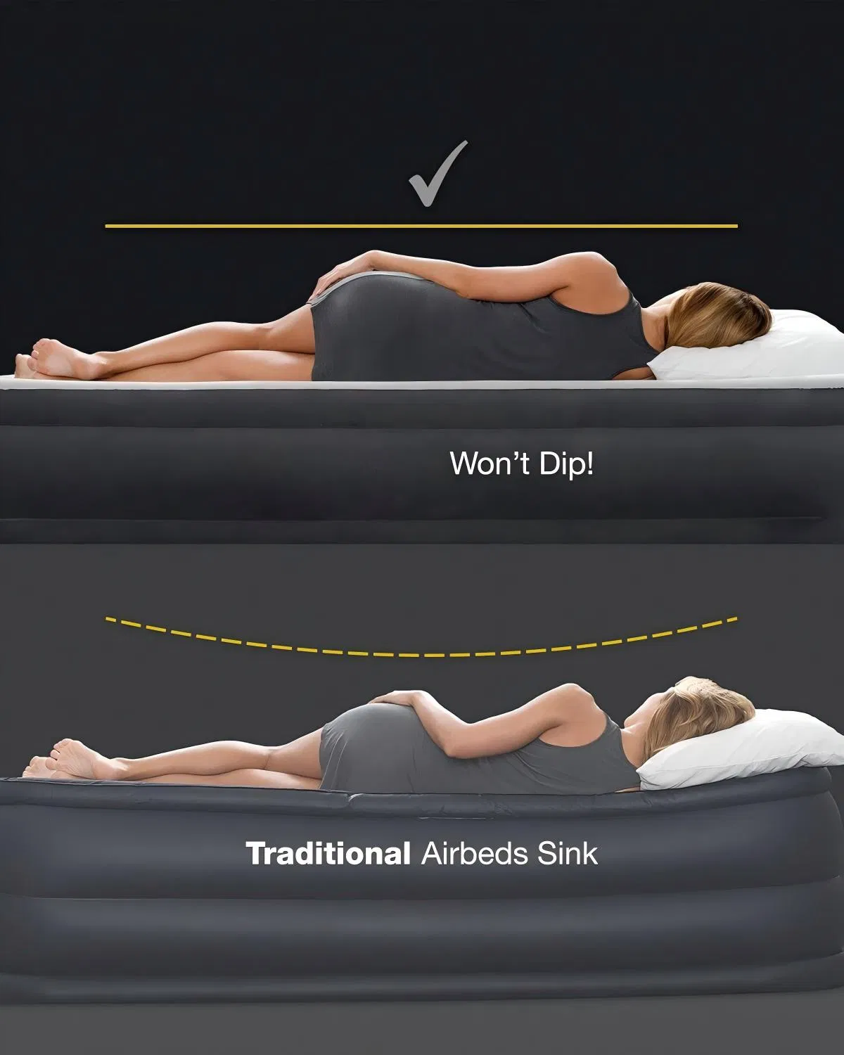 Twin Size Air Mattress 10" Fiber-Tech Velvety Inflatable Bed for Home & Camping