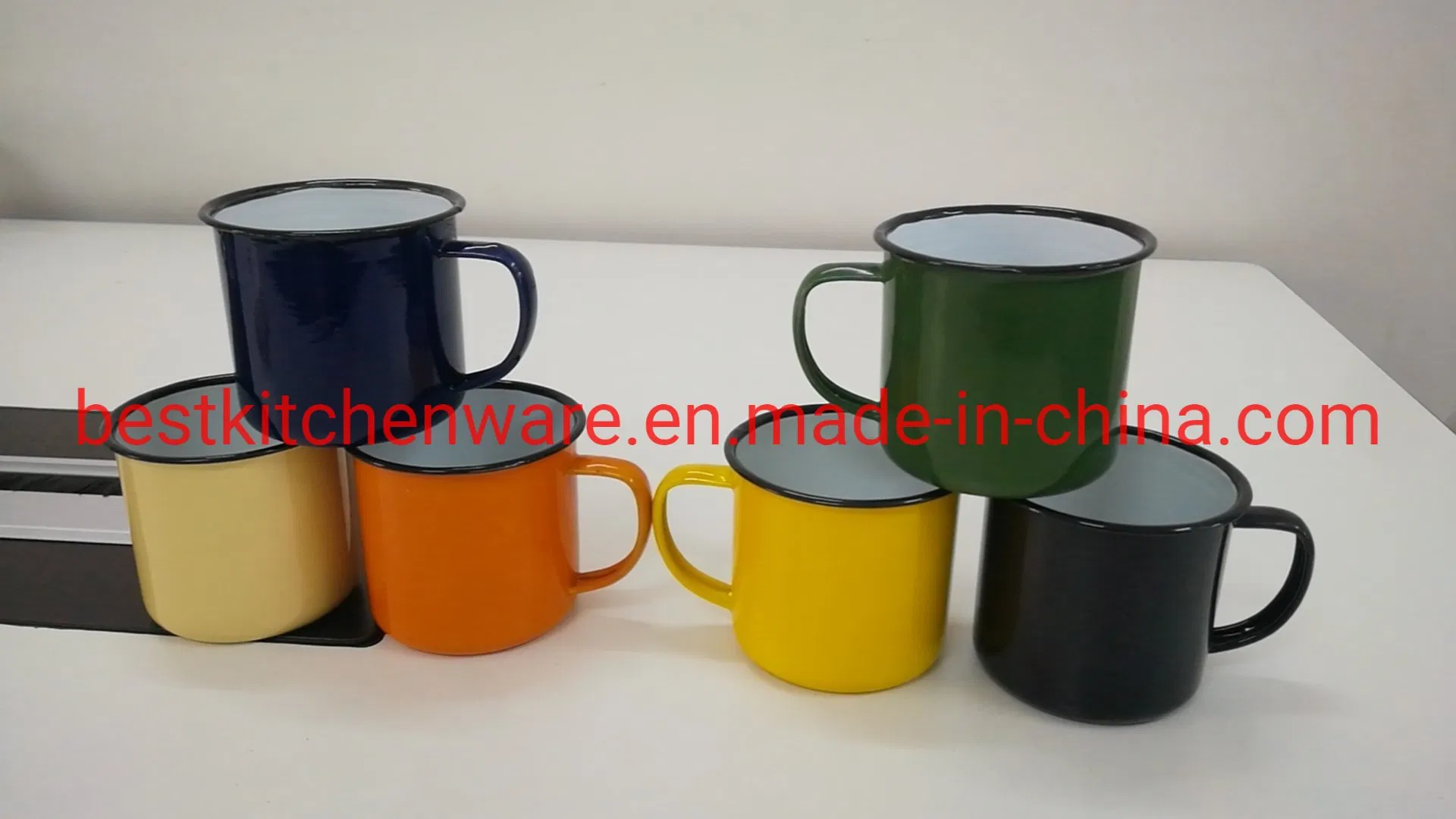 Enamel Dark Color Mug Inside White Outside Colored Without Decal Coffee Cup