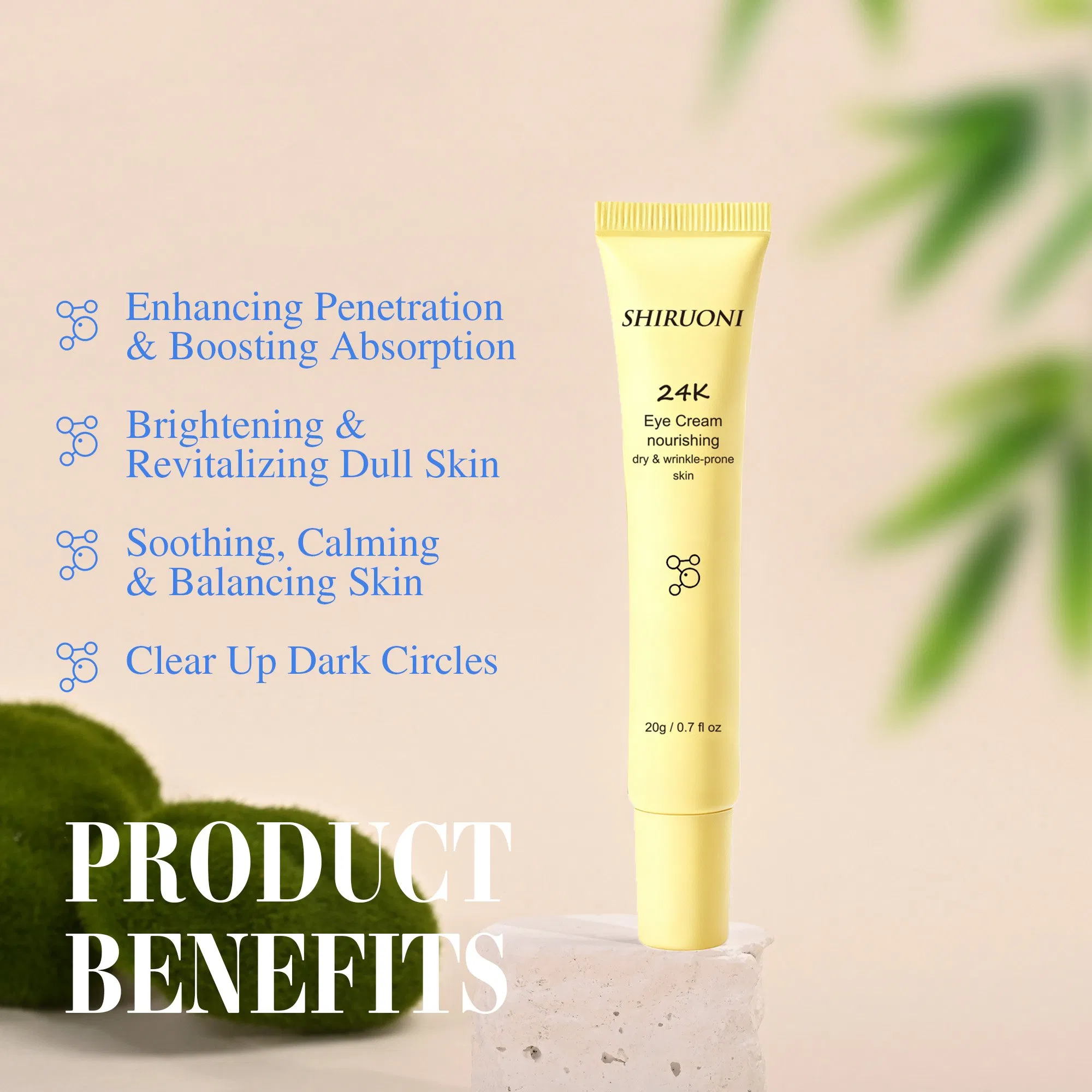 Wholesale Nourishing Moisturizing Lifting Firming Anti-Aging 24K Eye Cream for Skin Care