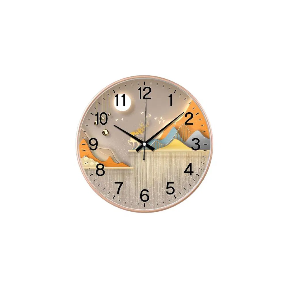 Decorative Round Wall Clock Metallic Edged Sleek Design Wall Clock