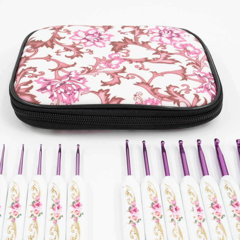 Color Alumin Crochet Hook with Plastic Handle Set (16PCS/set)