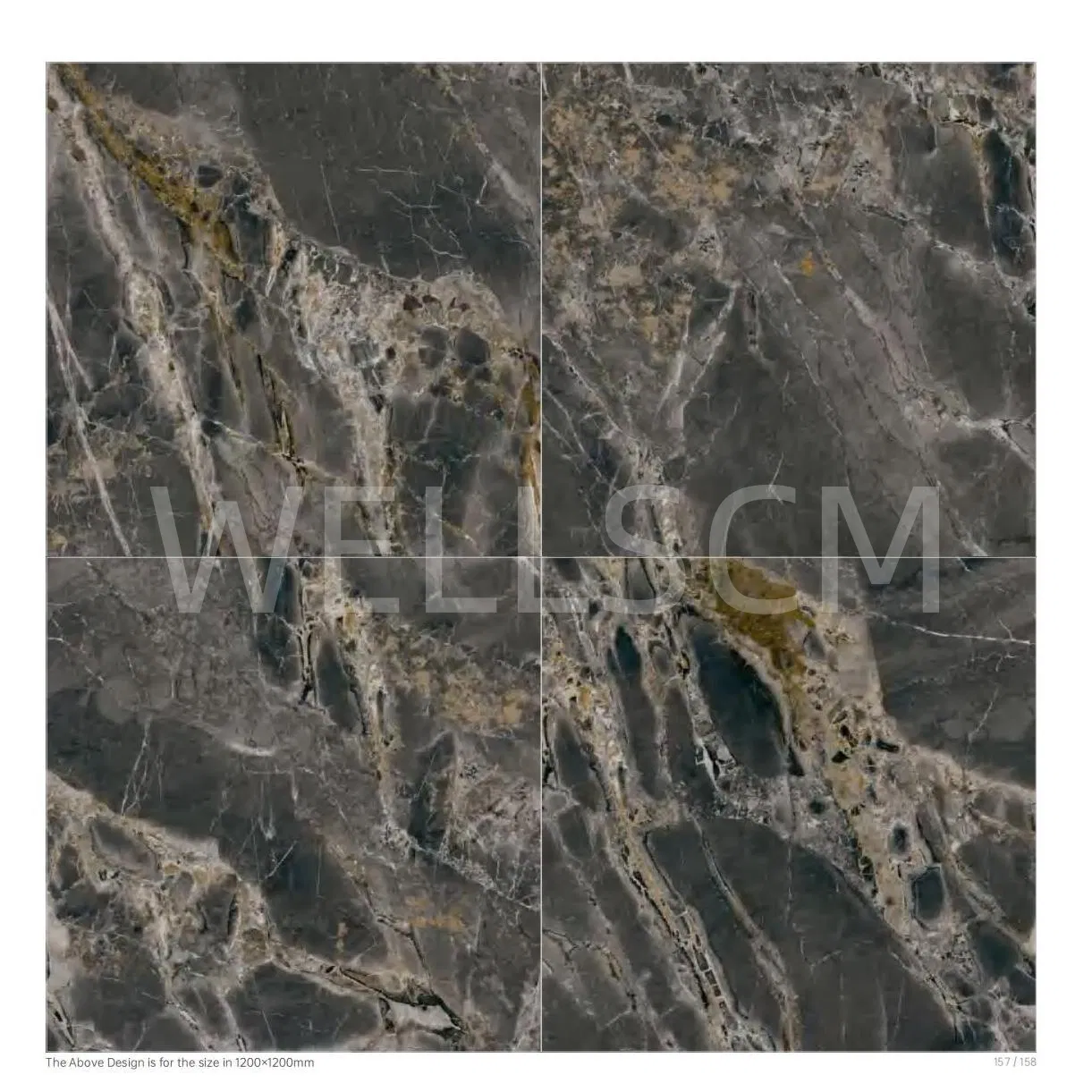 Modern 1200 X 1200mm Crystal Black Polished Anti-Slip Porcelain Tile 8mm Firebrick for Interior Home Floor Wall for Villas