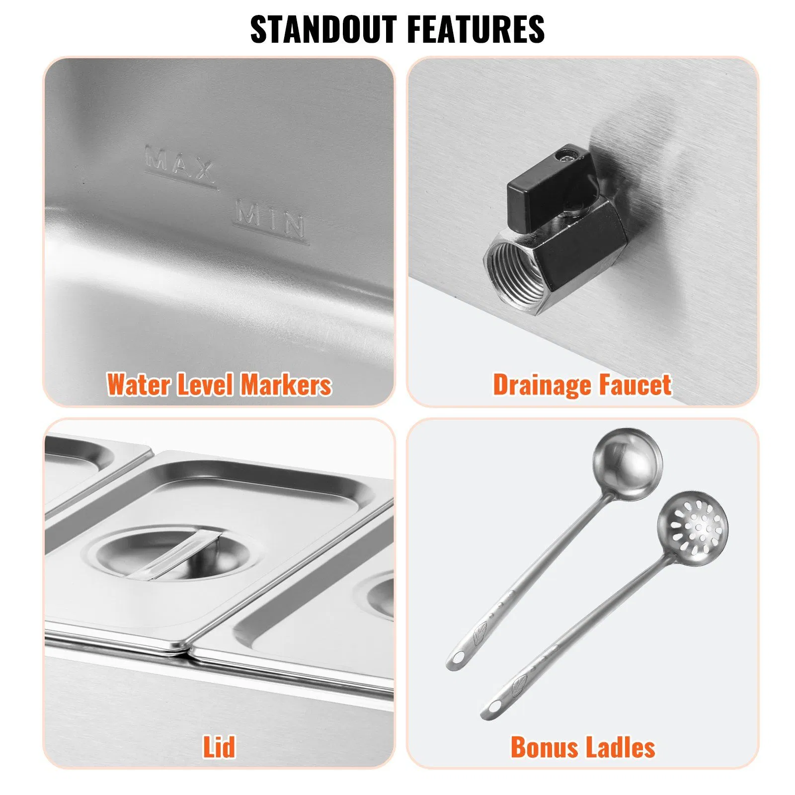 Countertop Food Warmer, Commercial 4-Pan Electric Warmer for Catering