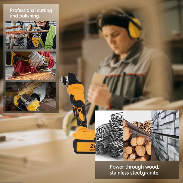 25mm Brushless Angle Grinder Gears Variable Cutting Grinding Polishing Power Tool 18V Lithium Battery M14 10000rpm