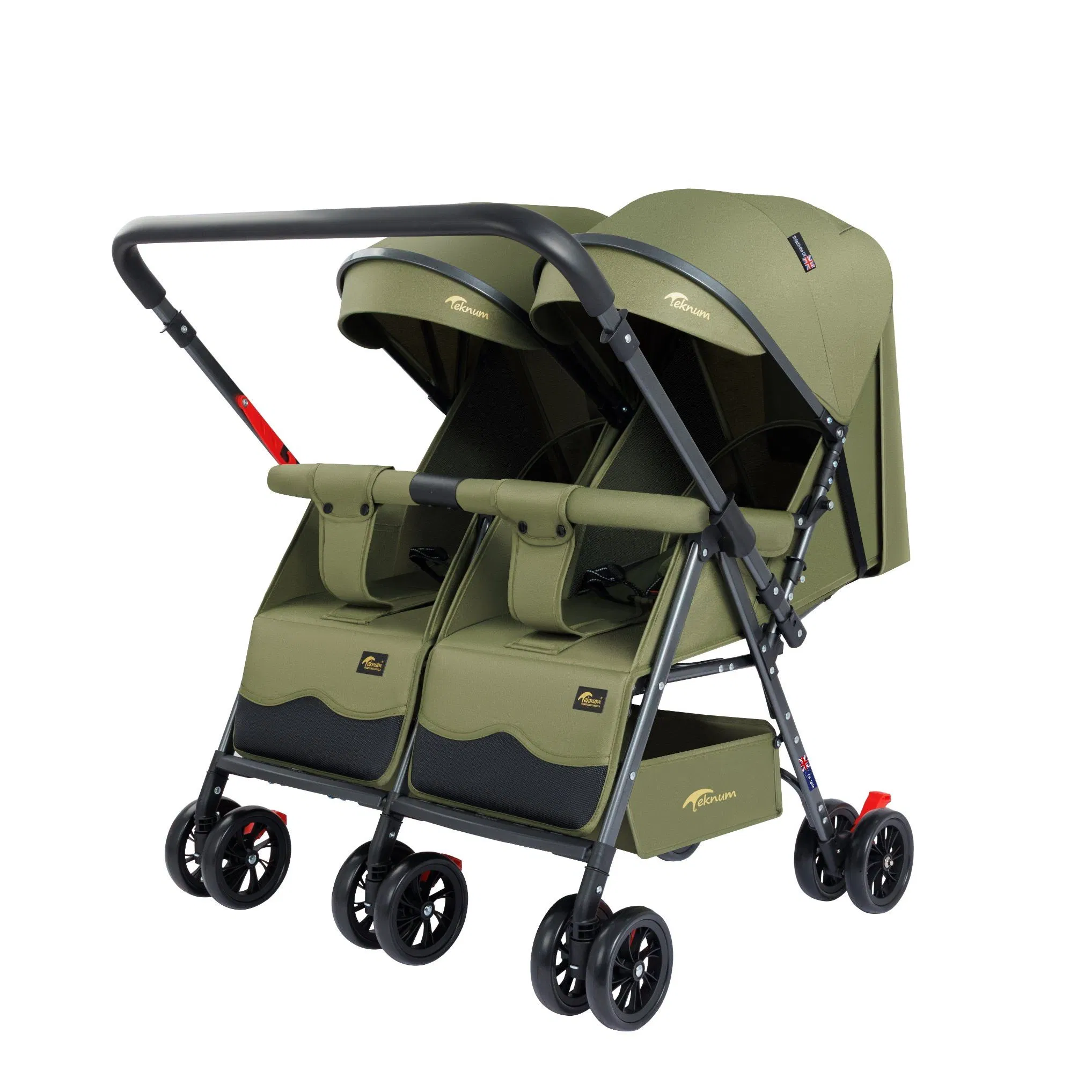 Portable Lightweight Foldable Double Seat Baby Stroller with 8-Wheel Shock Absorption for Twins