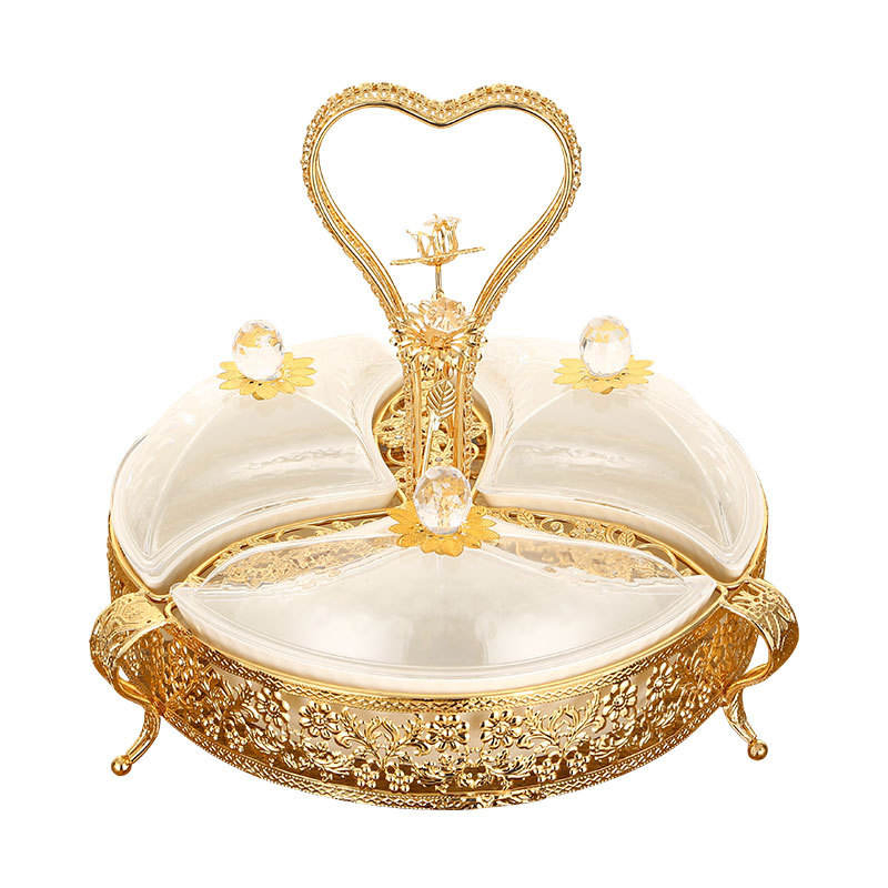 Gold Metal 3 or 4 Acrylic Dried Fruit Bowls