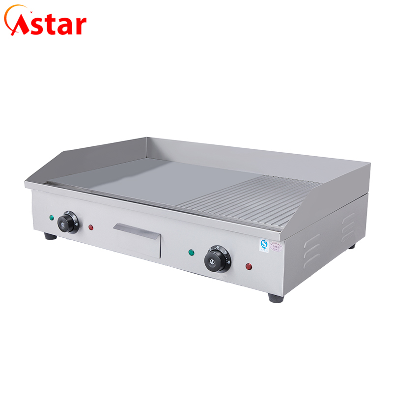 Commercial Kitchen Equipment Manufacturer Electric Griddle 1/3 Grooved for Restaurant