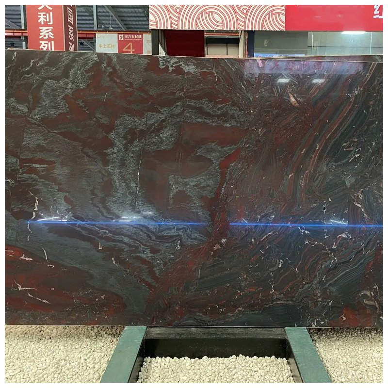 Brazilian Iron Red Exotic Quartzite Leathered Slabs