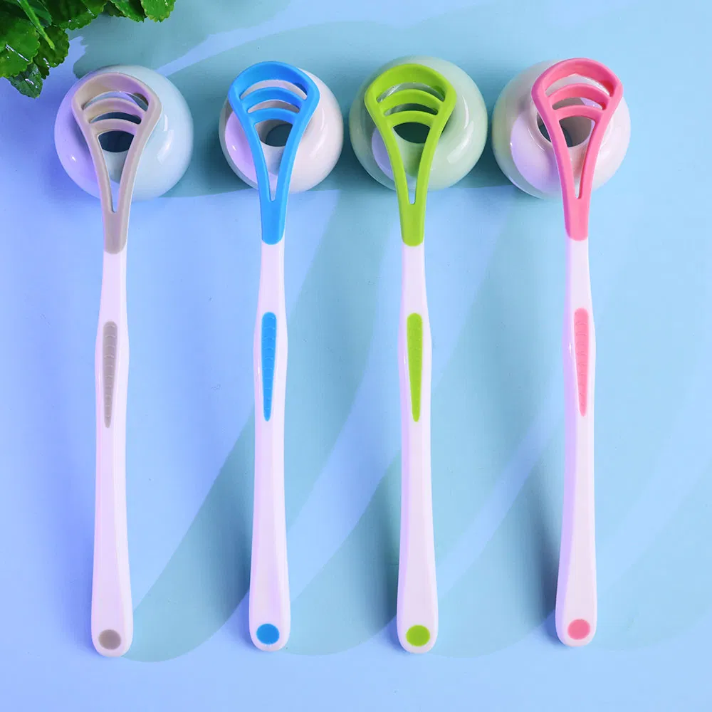 Silicone Plastic Tongue Cleaner Brush Customized Tongue Scraper