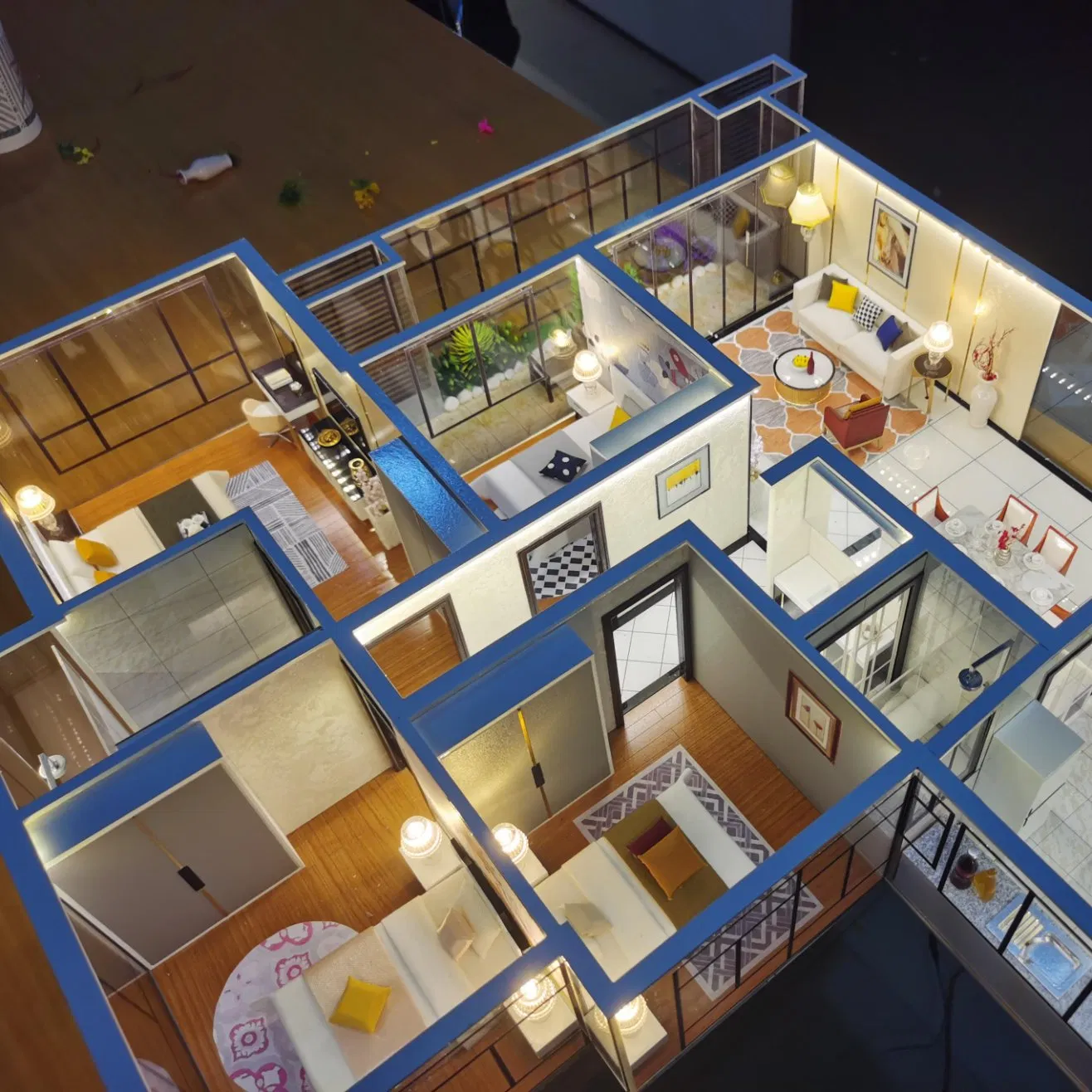 Premium Custom Modern Interior Layout Model with Miniature Landscape Display