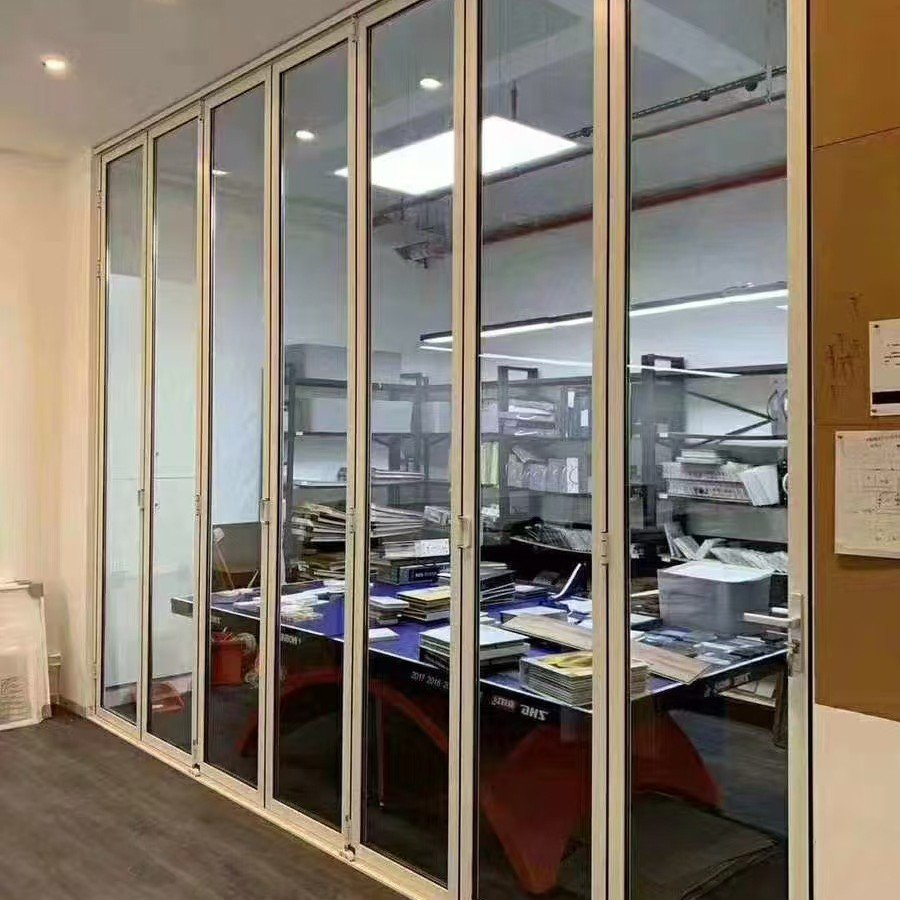 Premium Glass Folding Doors with Tracks - Low-E Glass, Aluminum Frame