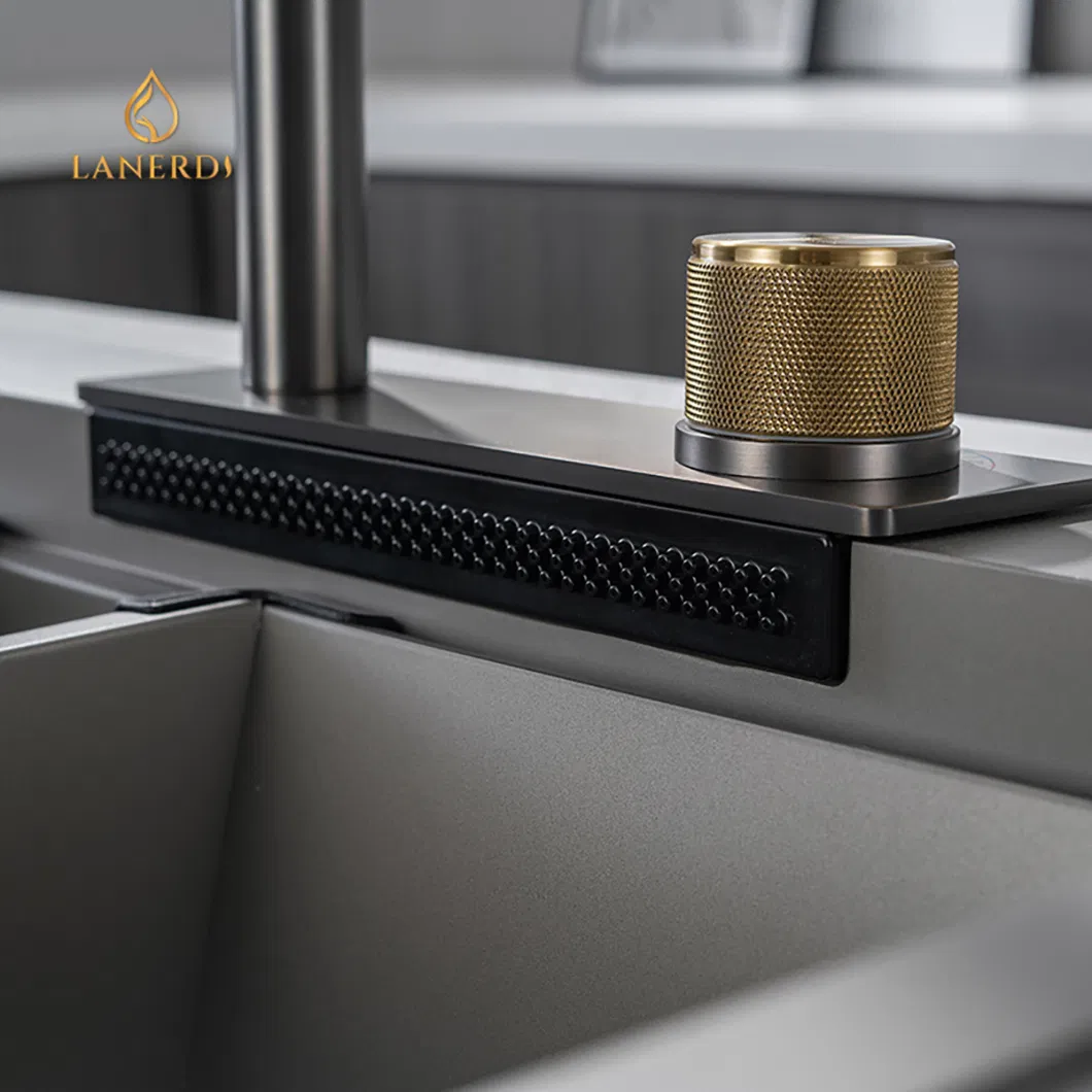 China Faucet Supplier 3 Funciton Pull Down Spray Kitchen Faucet with Flying Rain Waterfall Hot and Cold Water Kitchen Mixer Faucet for Handmade Kitchen Sink