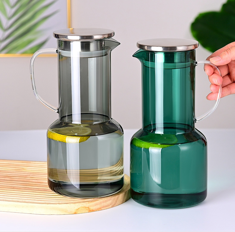 1700ml Popular Wholesale Unique Coloured Cool or Hot Drinking Water Pitcher Glass Kettle