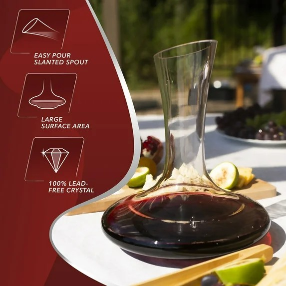 Wine Decanter - Hand Blown Lead Free Crystal Carafe (750ml) - Red Wine Aerator, Gifts4.7