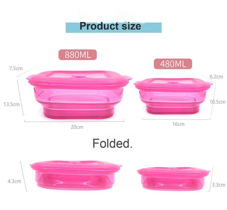 New Square Lunch Box, All-Silicone Folding Lunch Box, Portable Bento Box, Fresh-Keeping Box, Heatable Silicone Lunch Box