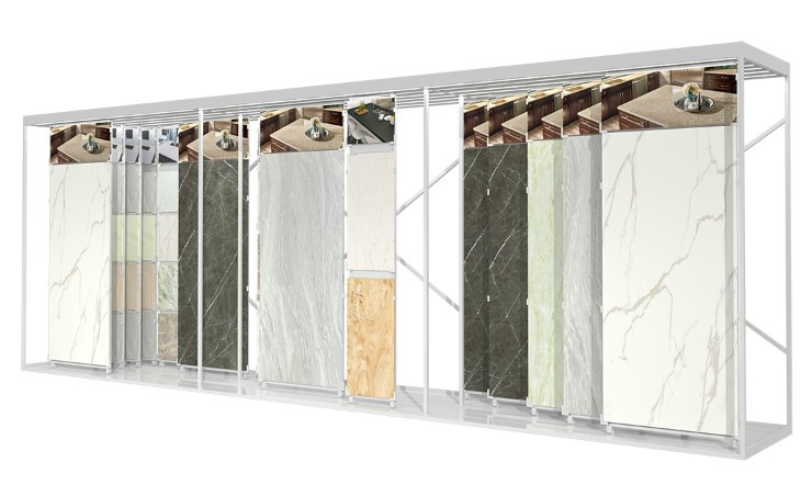 Sliding Ceramic Tile Display Stand Marble Quartz Stone Display Fixture for Showroom