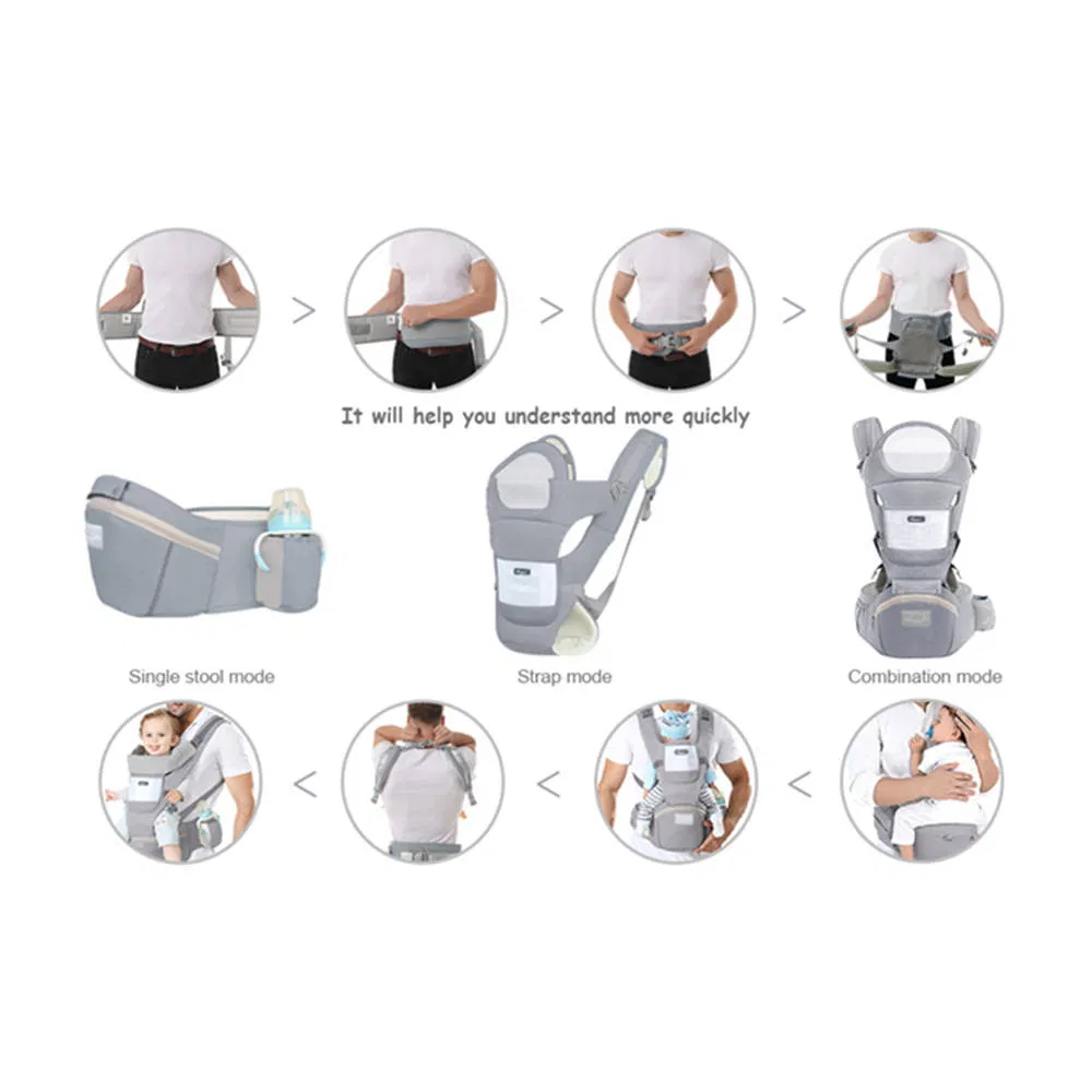 Amazon Top Seller 6 in 1 Hip Seat Baby Carrier Ergonomic Adjustable for Newborn