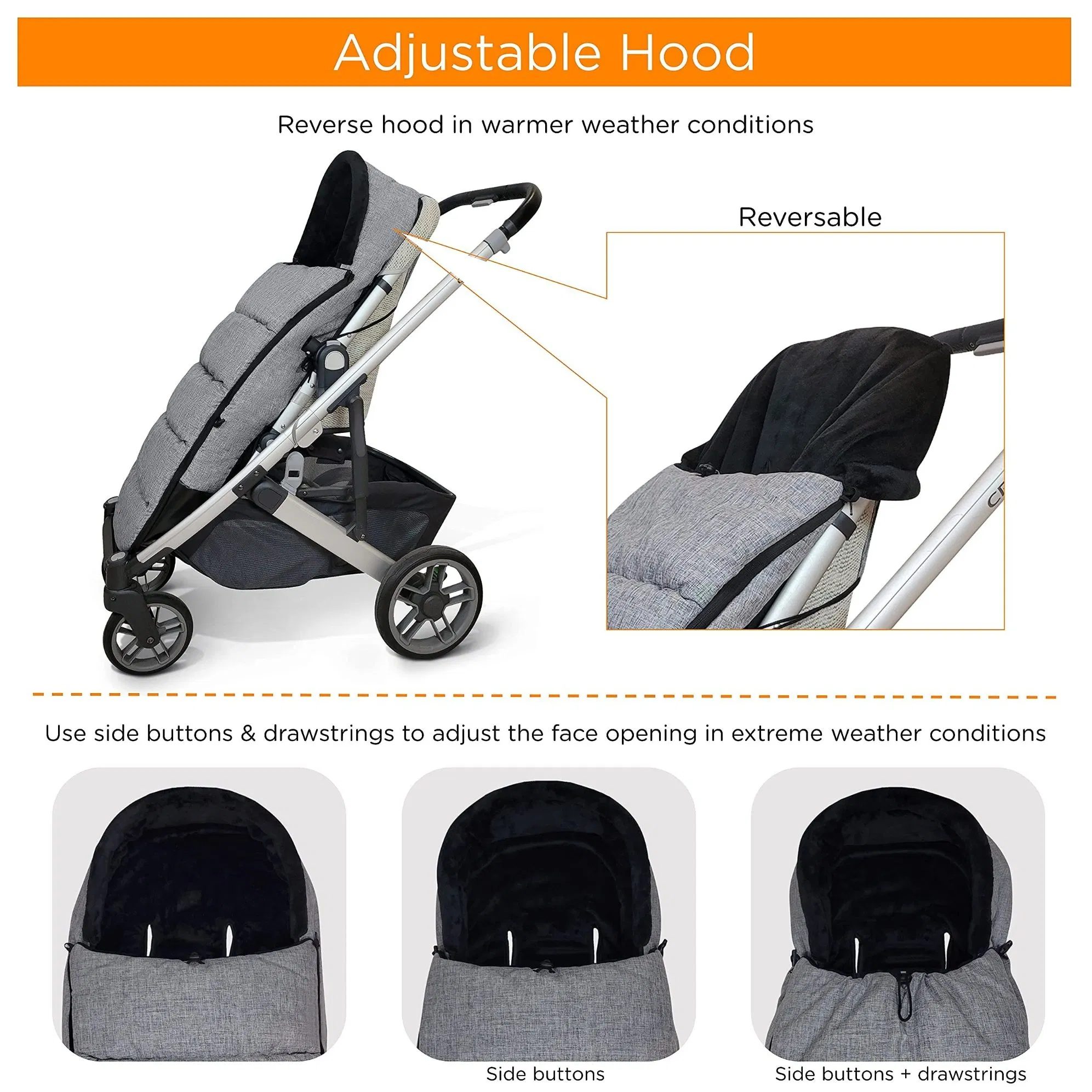 High Quality Warm Stroller Footmuff with Temperature Control Universal Baby Bunting Bag