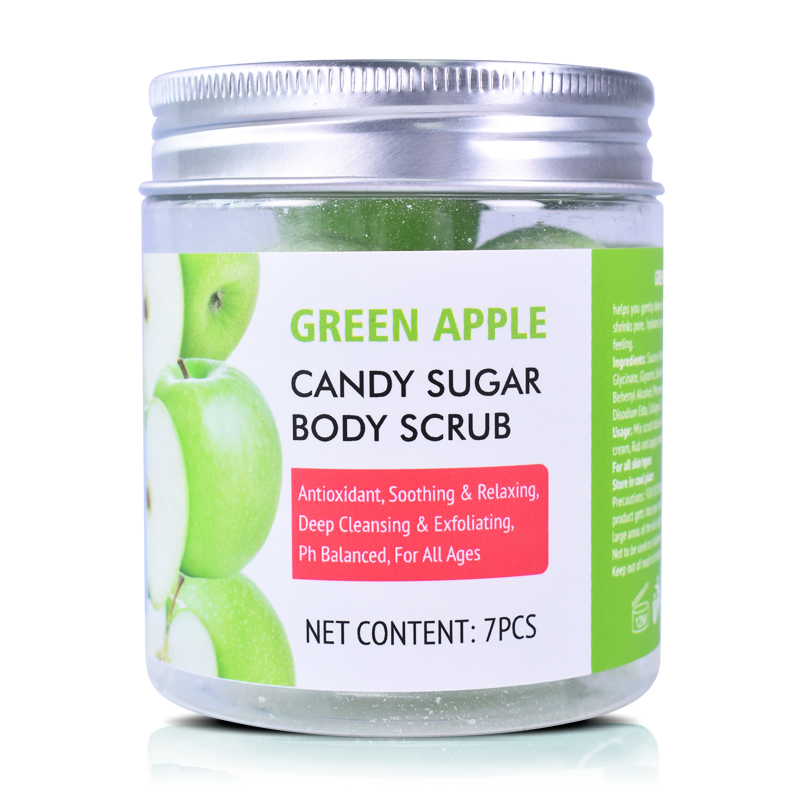 Private Label Smooth Candy Scrub Balls Exfoliating Green Apple Skin Cube Sugar Body Scrubs