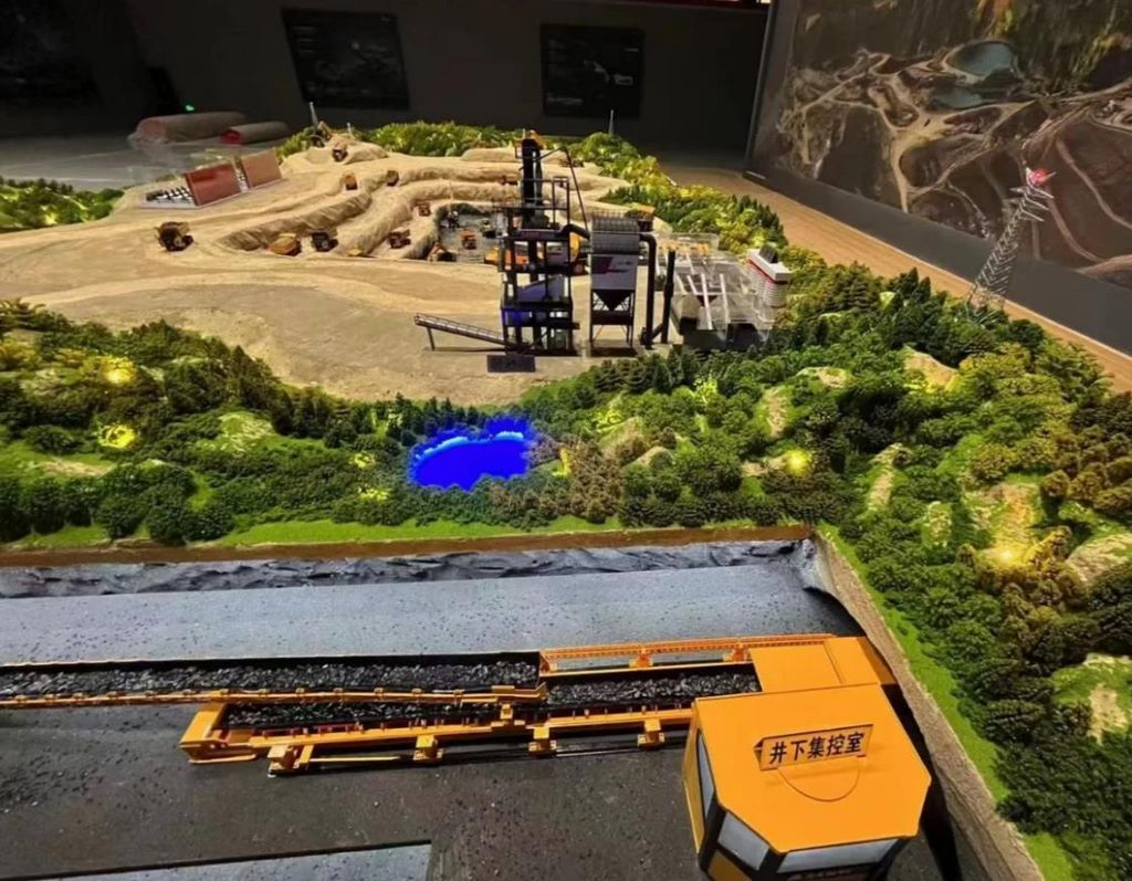 Unique Handcrafted Coal Mining Model Sculpture for Office Display