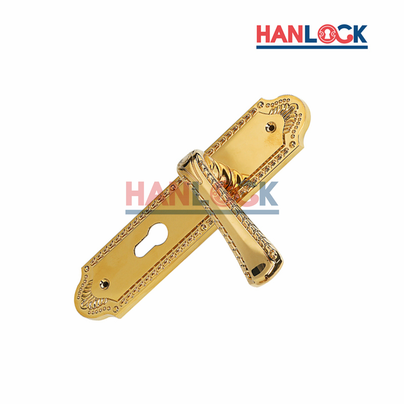 Multi-Layer Electroplating Zinc Plate Door Handle with Decorative Gold Patterns