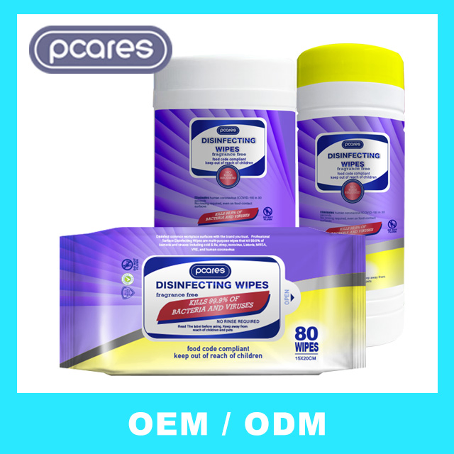 Free Sample Anti-Bacterial Household Wet Wipes in Canister Kill 99.9% Germs Multi-Purpose Customize Household Cleaning Disinfectant Wipes