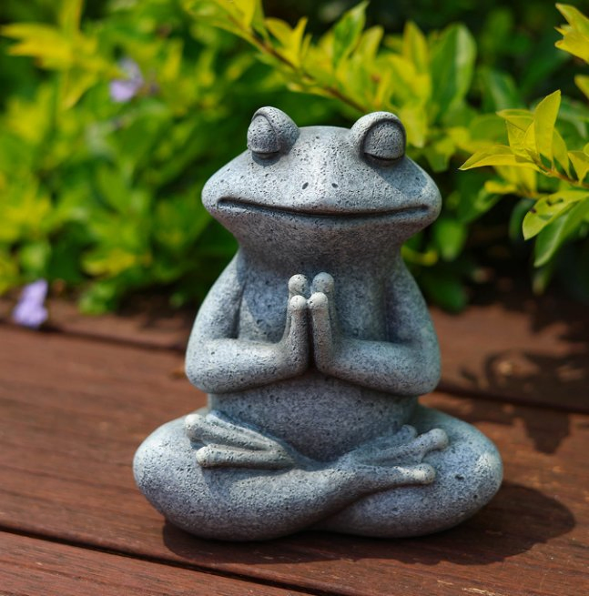 Garden Landscape Resin Crafts Yoga Dog Sculpture Outdoor Decor Gray Yoga Frog Statue