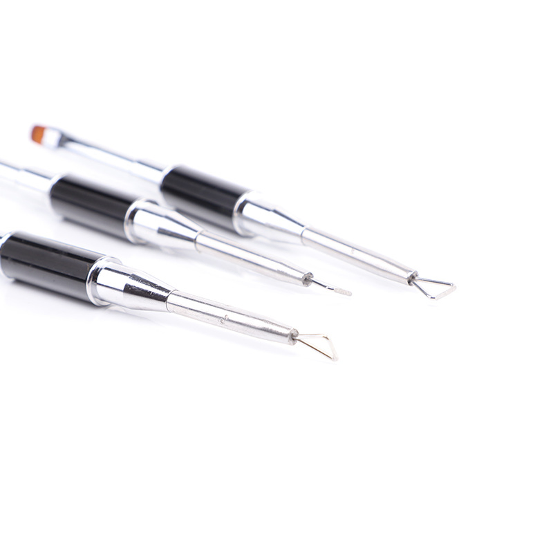 Newest Double Head Nail Cuticle Steel Pusher Tool Nail Art Gel Polish Brush