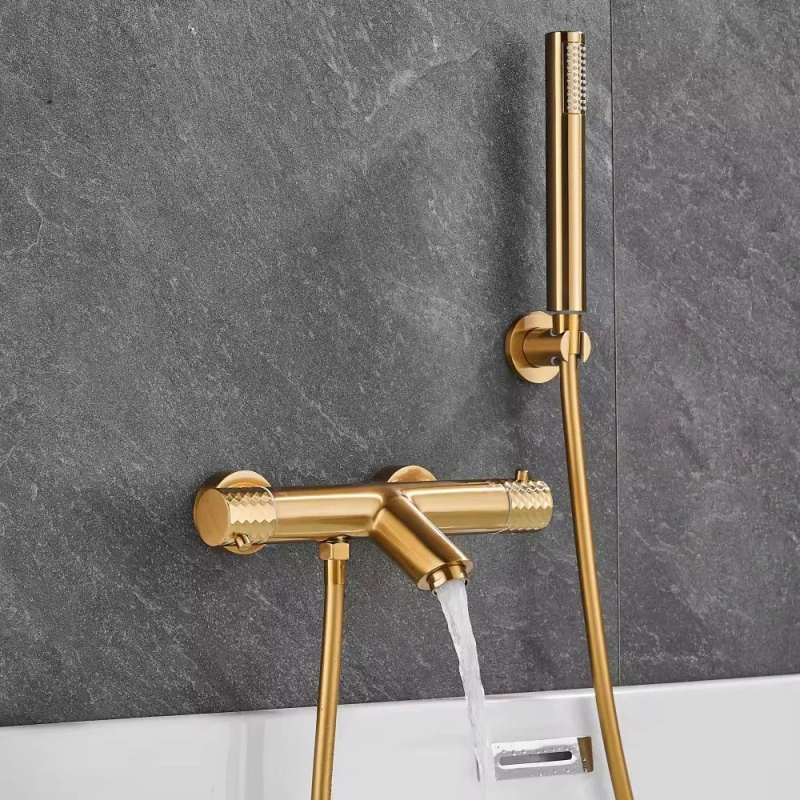 Chanda High-End New Style Gold Brush Thermostatic Bath Shower Bathtub Faucet