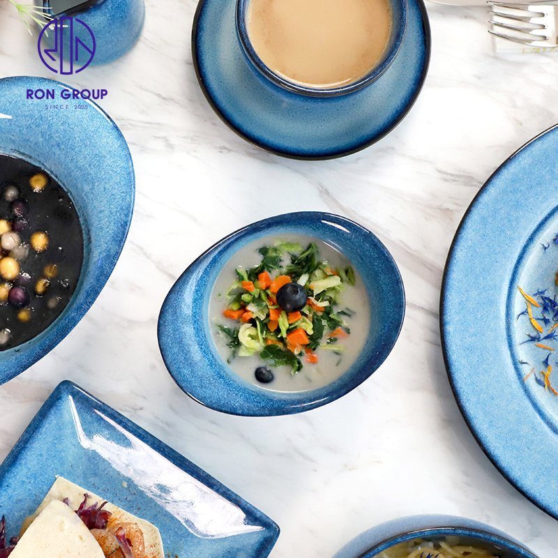 Wholesales Restaurant Dinner Cutlery 5.3/7.3 Inch Irregular Western Tableware Dinnerware Appetizer Food Salad Service Ceramic Bowl