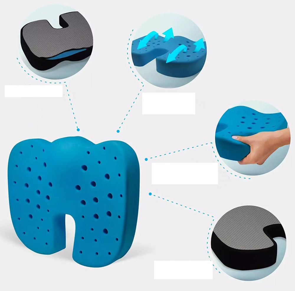 Breathable Office Memory Sponge Cushion Bamboo Cover with Handbag Very Comfortable Memory Foam Cushion