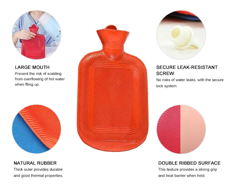 1000ml Cheap Water-Filling Hand Foot Warmer Colorful Hot Water Bag with Cover