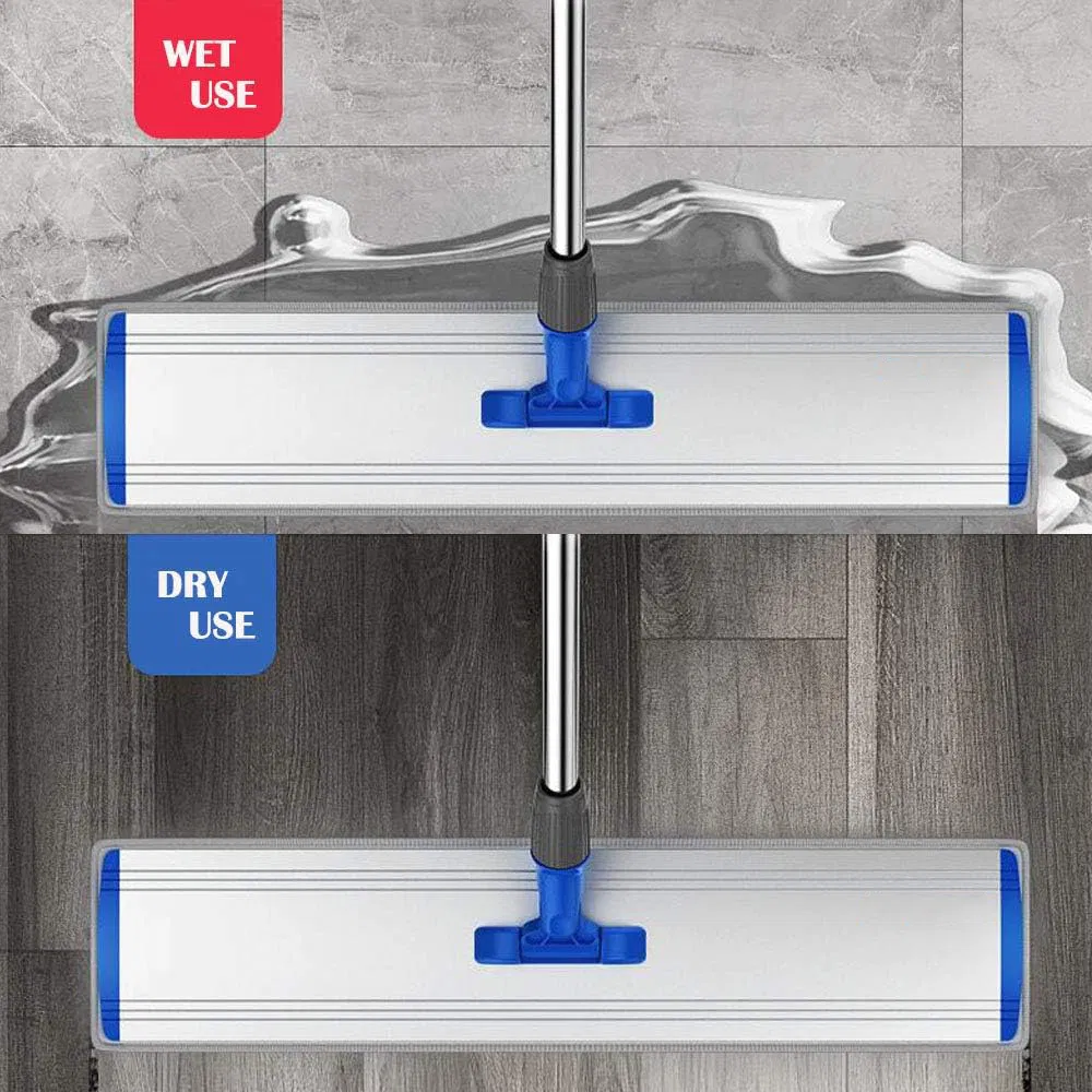 Aluminum Plate Commercial Flat Quick Clean Mop 360 Telescopic Floor Cleaning Mop with Cleaning Scraper for Home, Super Wide 60cm