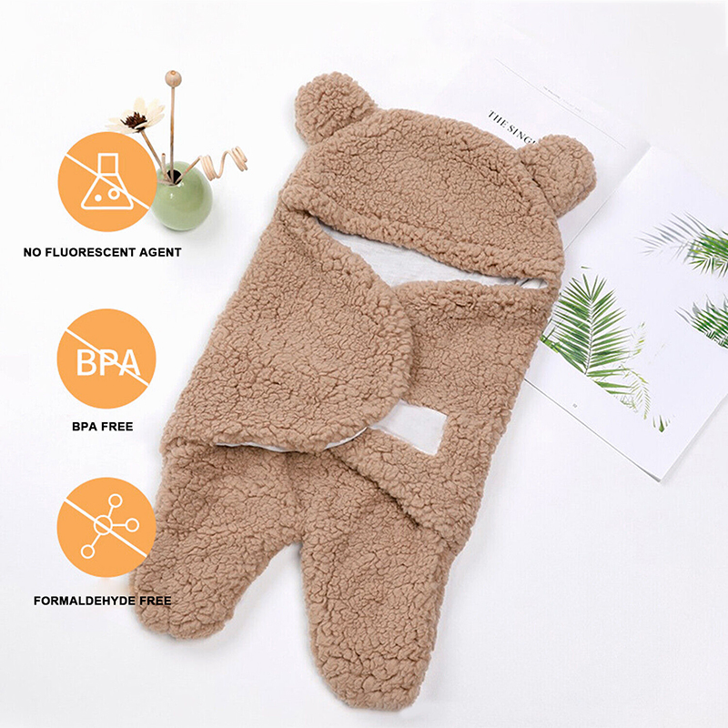 2023 Hot Sale Newborn Swaddle Wrap Organic Cotton Cute Newborn Sleeping Nursery Wrap Baby Bear Sleeping Bag Babies Products