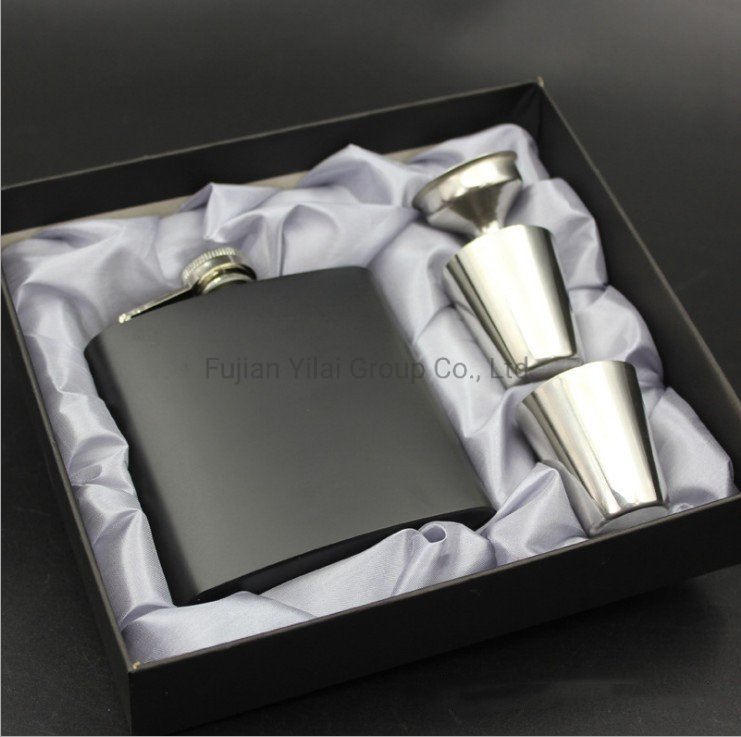 6oz Matte Black Hip Flask Stainless Steel Liquor Whiskey Alcohol Flask