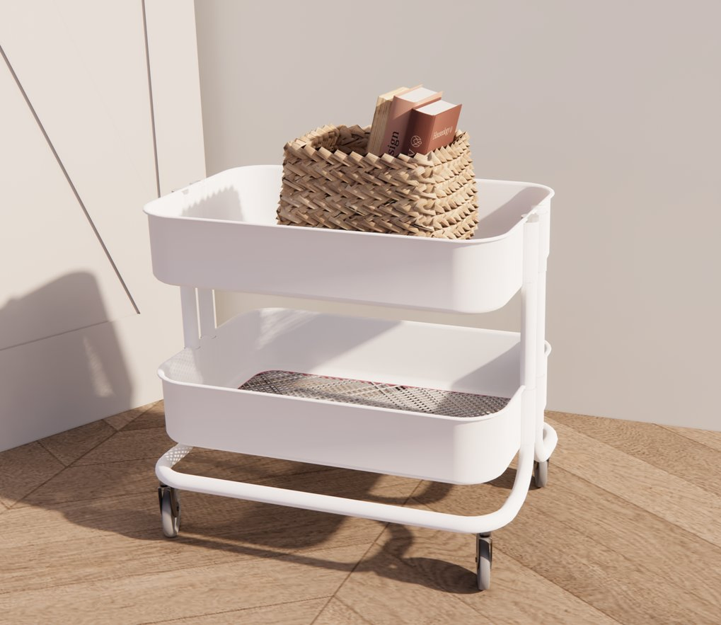 High Quality Steel 3-Tier Home Kitchen Utility Cart with Handle Storage Rack