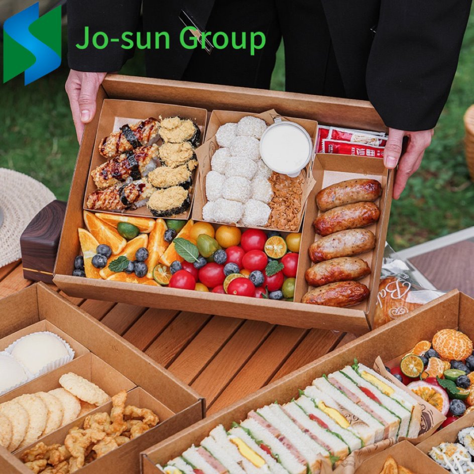 Picnic Party Chocolate Cookie Kraft Paper Dessert Treat Boxes Catering Packaging Platter Box with Window Lid