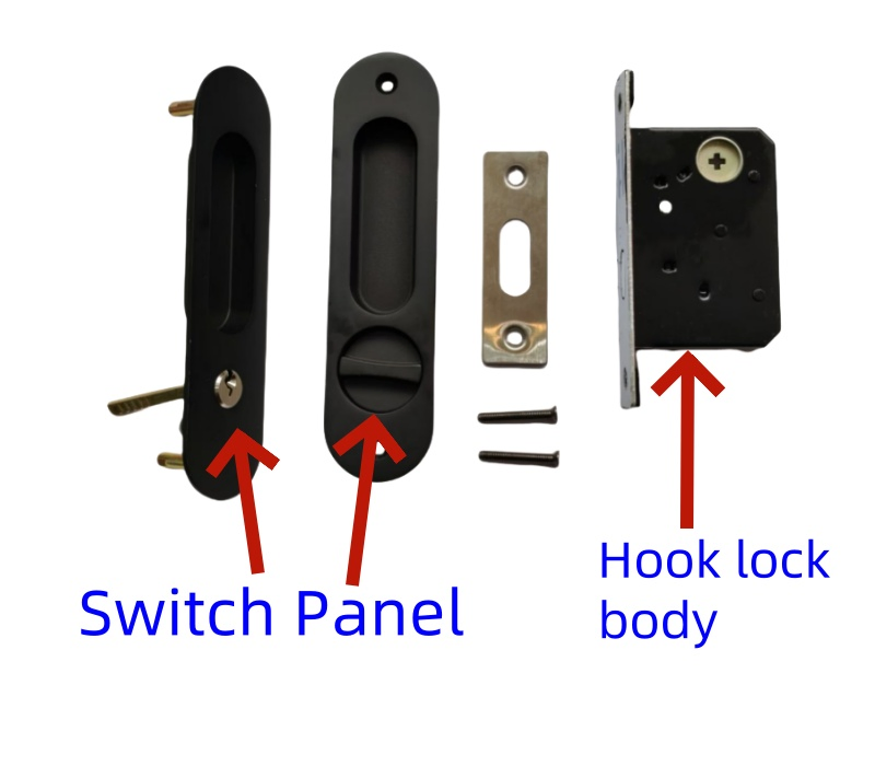 Sliding Folding Hook Door Lock Hidden Concealed Door Steel Lock Set with Key Wooden Bathroom for Cupboard Glass Cabinet Door