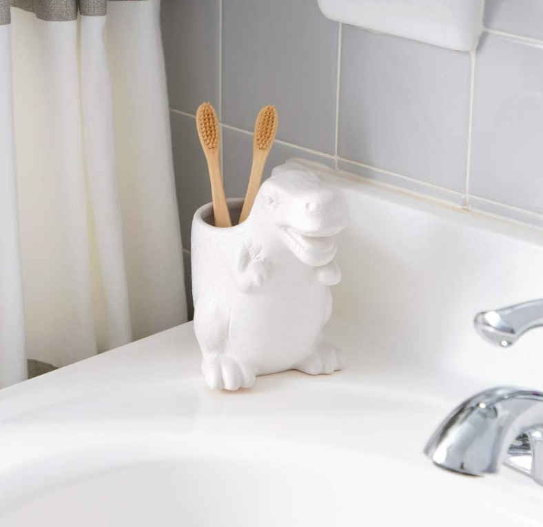 Dinosaur Style Single Ceramic Cup Understated Look Main Bathroom Accessories