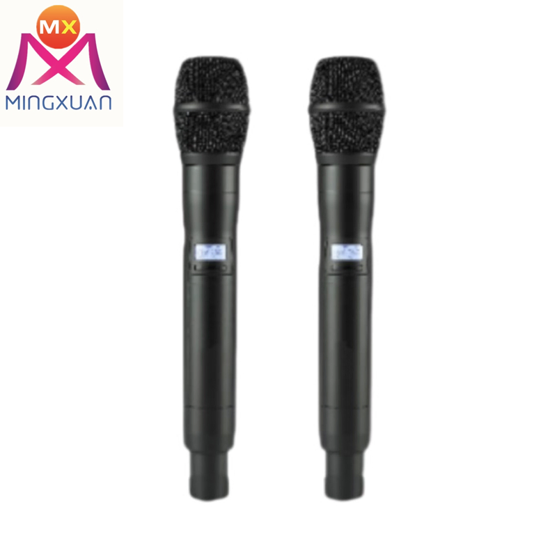 Professional UHF 2 Channel Dual Handheld Metal Wireless Dynamic Microphone System