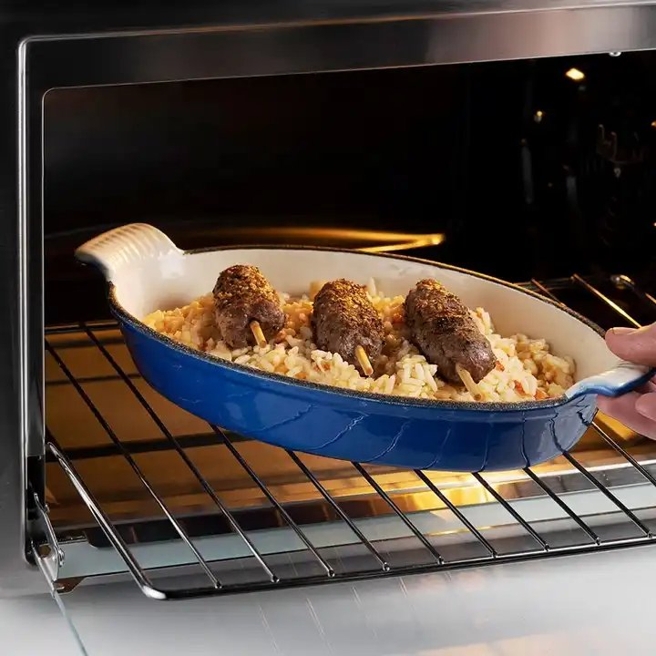 Enamel Cast Iron Roaster Set Roasting Pan Casserole Dishes for The Oven Non-Stick Roasting Pan with Handles