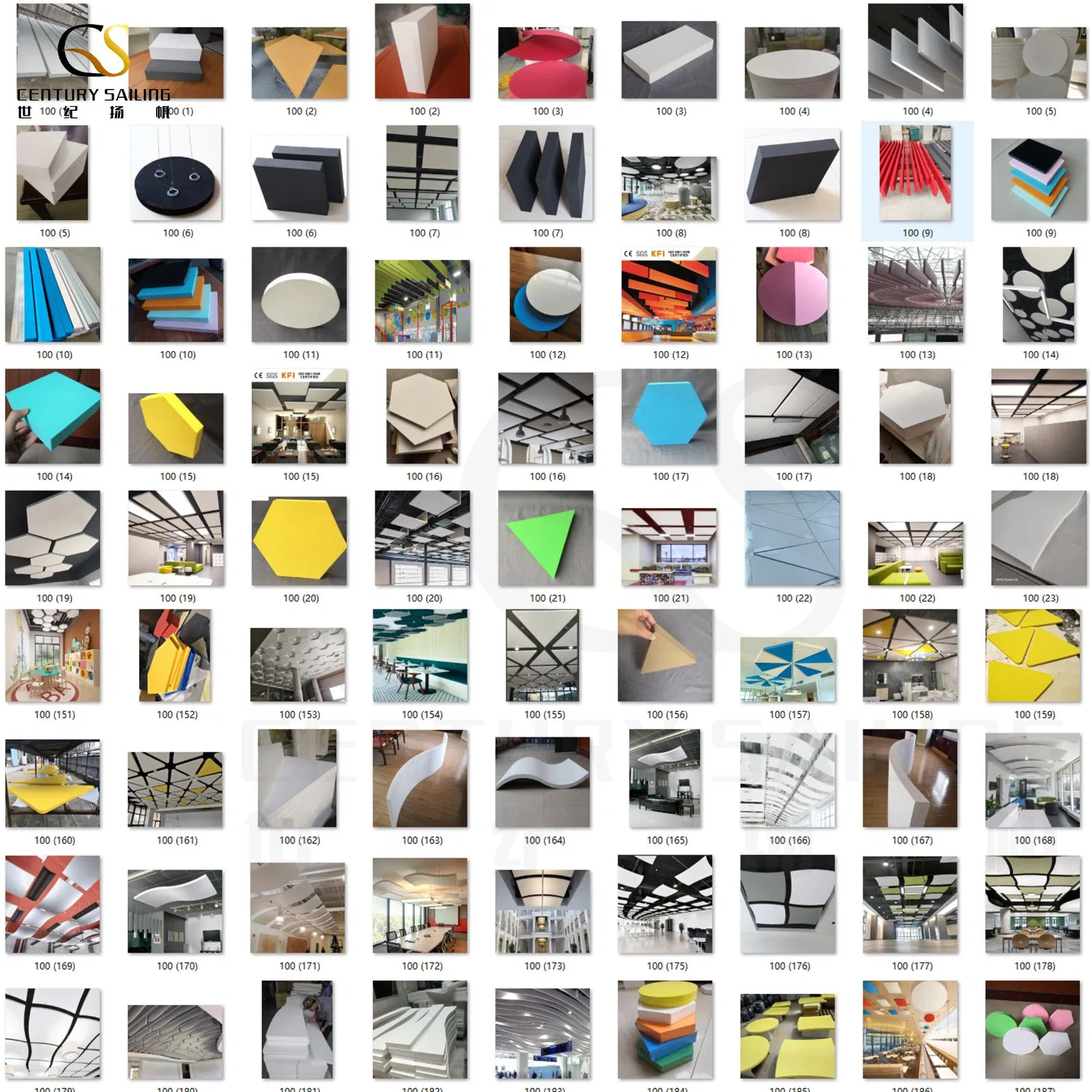 Suspended Hanging Wave Curved Acoustic Solutions Glass Wool Ceiling Tiles