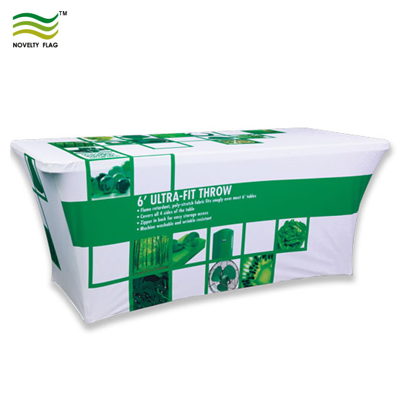 8FT Spandex Polyester Logo Printed Stretch Table Cover