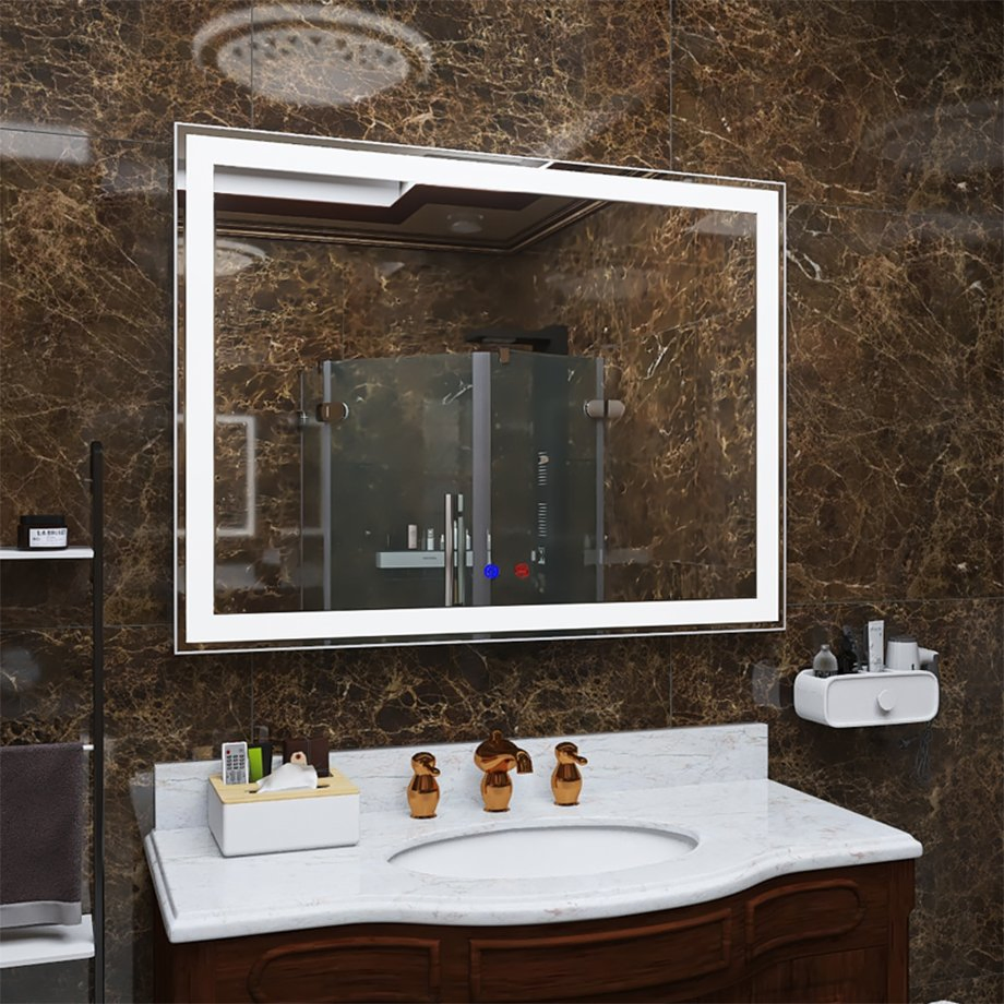 Wholesale Wall Anti Fog Light IP44 LED Multi Function Smart Parabolic Bathroom Mirror Wall Decorative