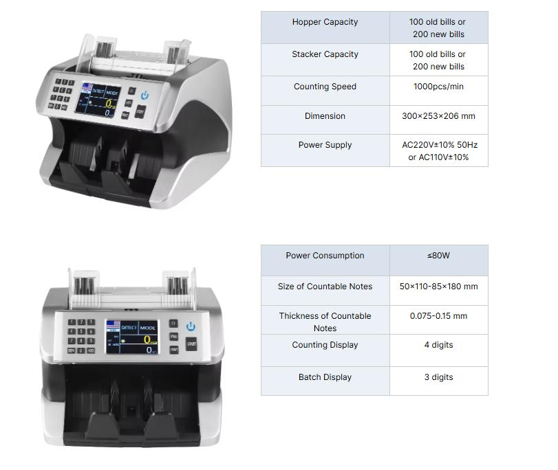 Al-185 Multi-Currency Bill Counter Mixed Denominations Front Loading Cash Counter for Supermarket or Restaurant