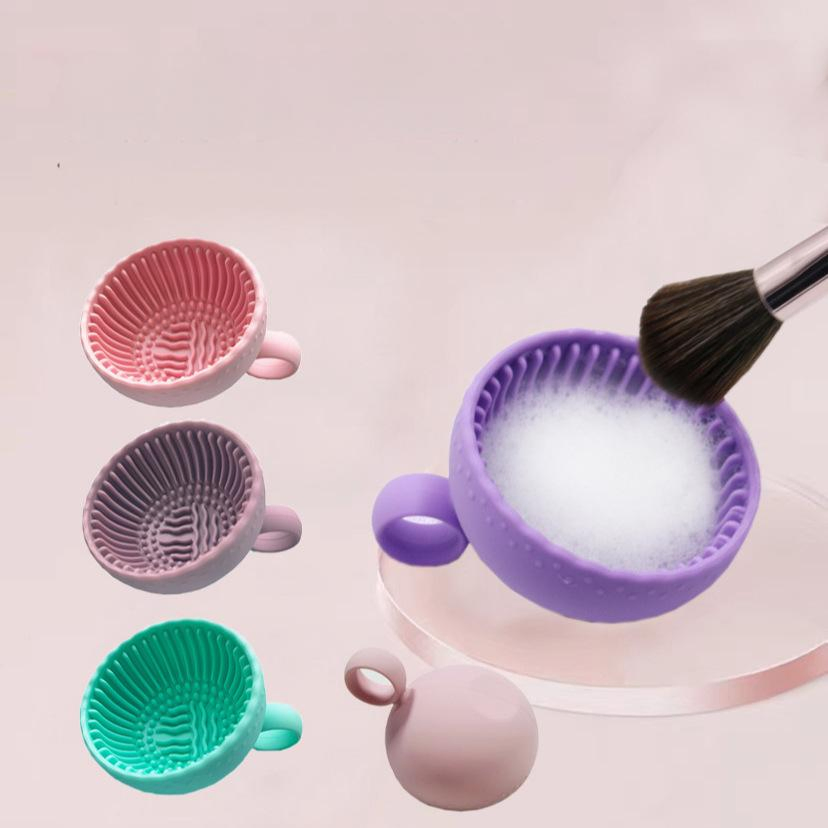 Cross-Border Hot Sale Silicone Brush Cleaner 2-in-1 Bowl & Mat Makeup Brushes